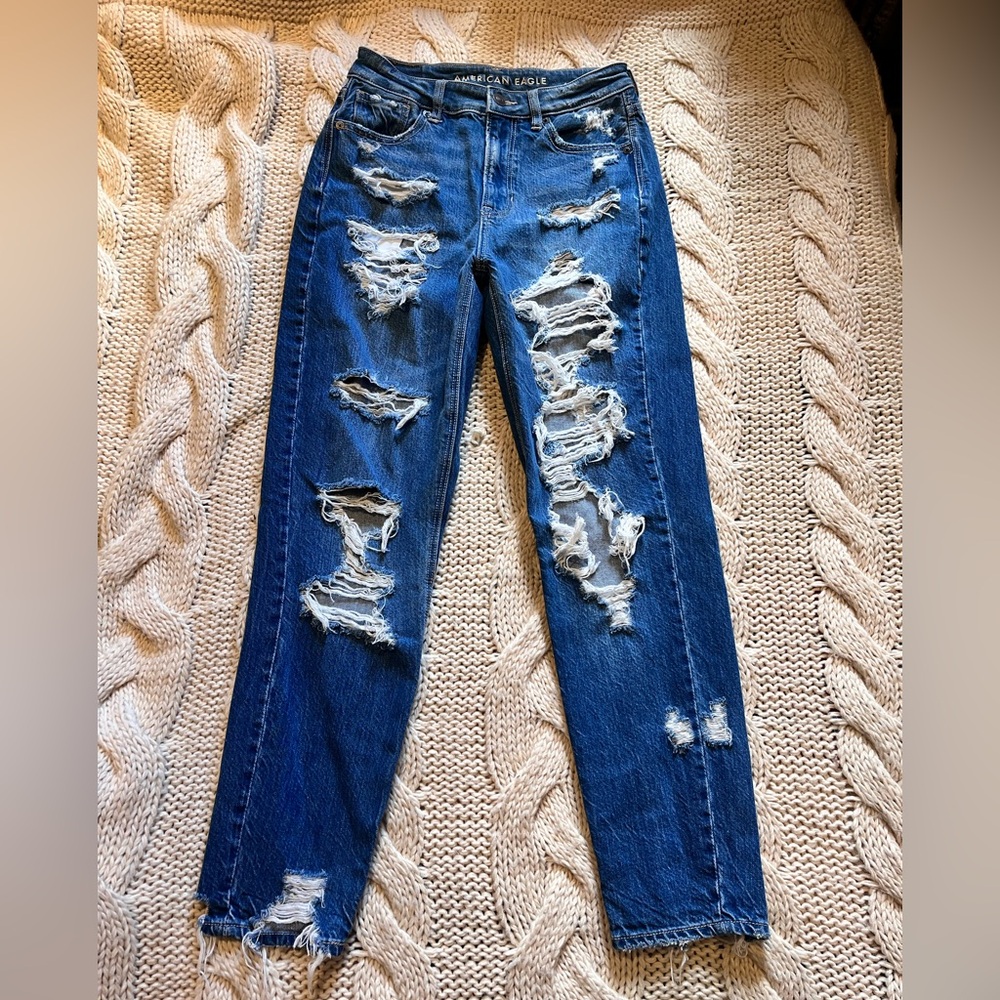 American Eagle Distressed Blue Jeans 0 regular